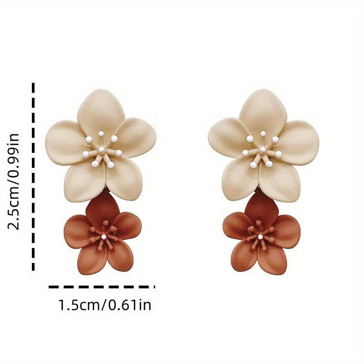 Dainty Two-Tone Floral Drop Earrings