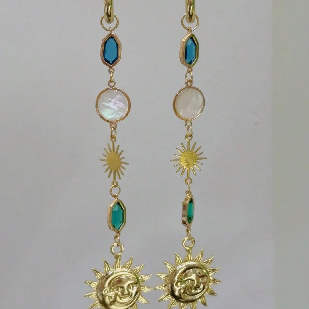 Elegant Sun Moon Dangle Earrings