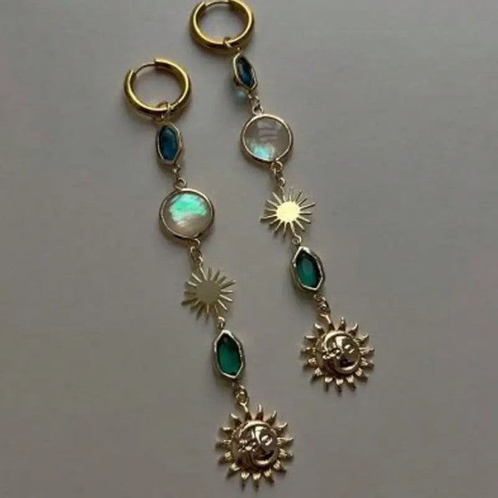 Elegant Sun Moon Dangle Earrings