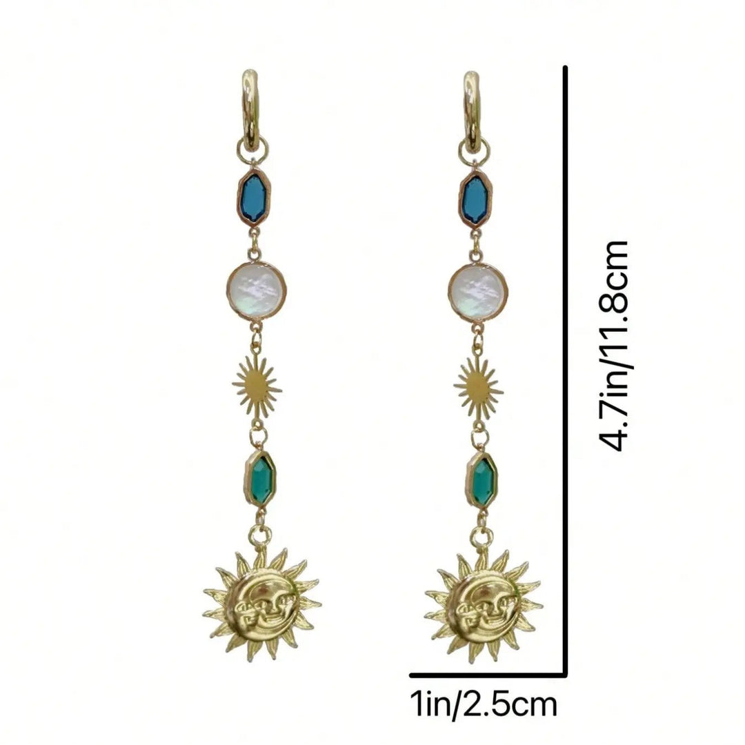 Elegant Sun Moon Dangle Earrings