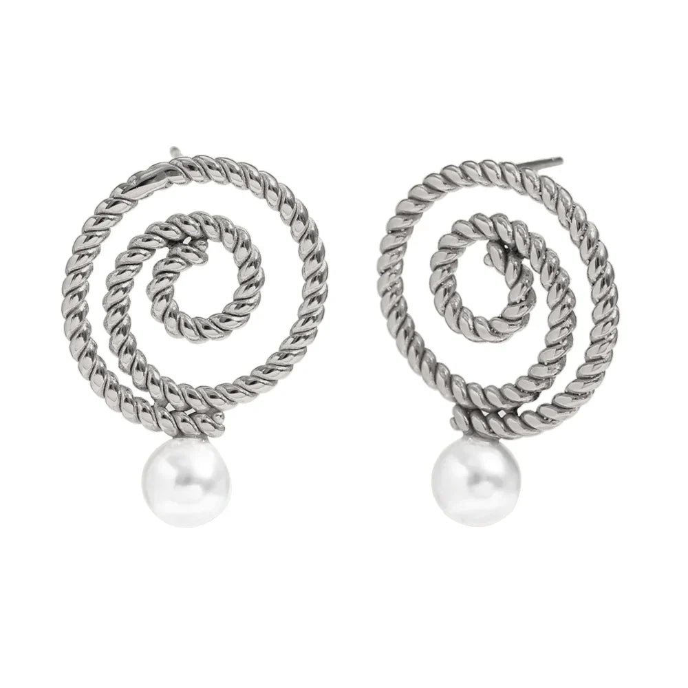 Swirl Pearl Drop Earrings