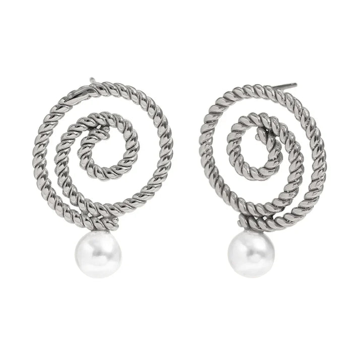 Swirl Pearl Drop Earrings