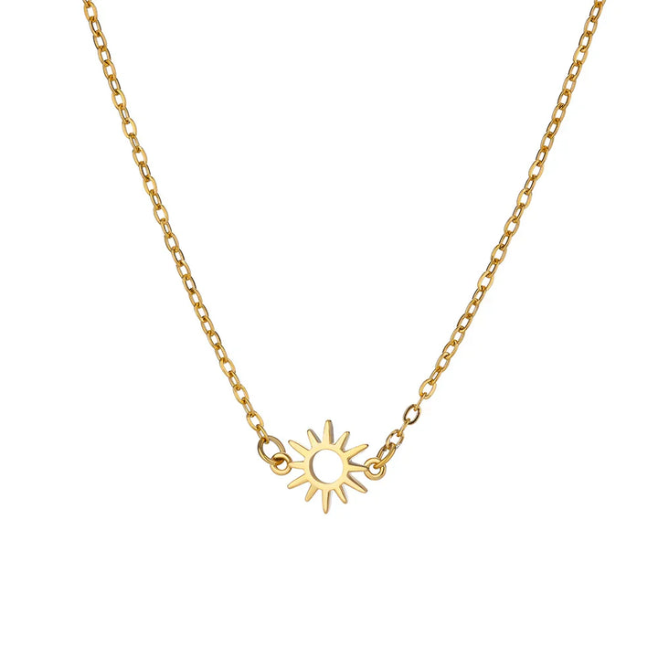 Hollow Sunburst Pendant Necklace