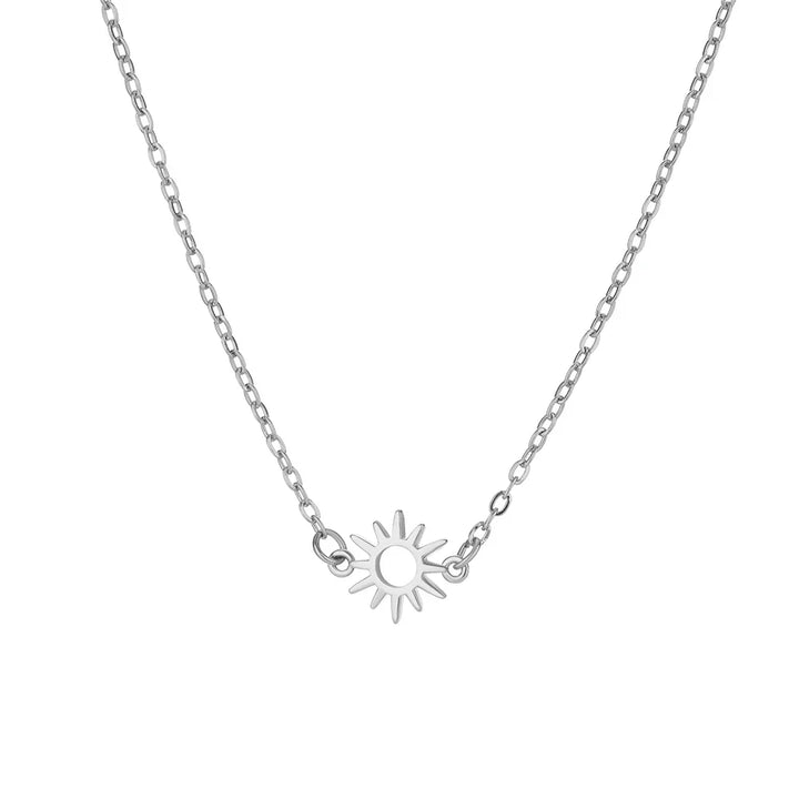 Hollow Sunburst Pendant Necklace