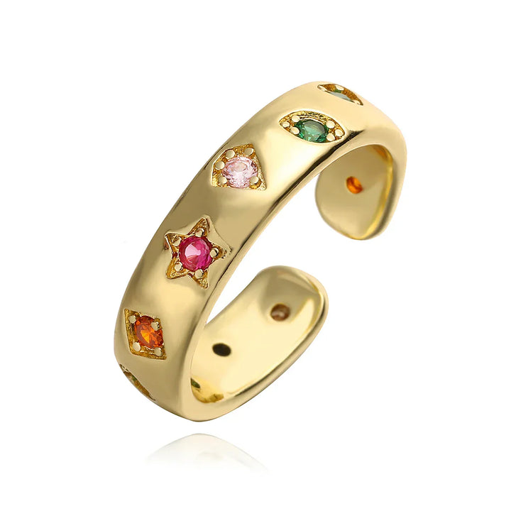 Zircon Inlaid Adjustable Ring