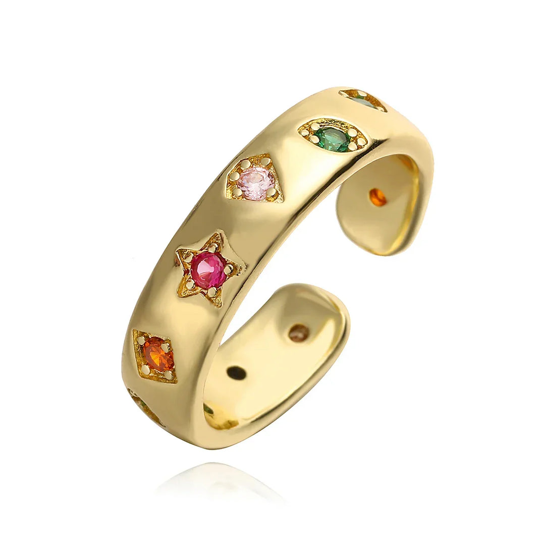 Zircon Inlaid Adjustable Ring