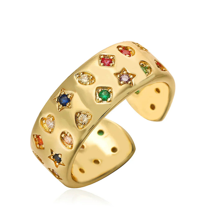 Zircon Inlaid Adjustable Ring