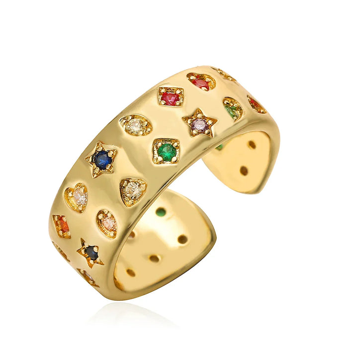 Zircon Inlaid Adjustable Ring