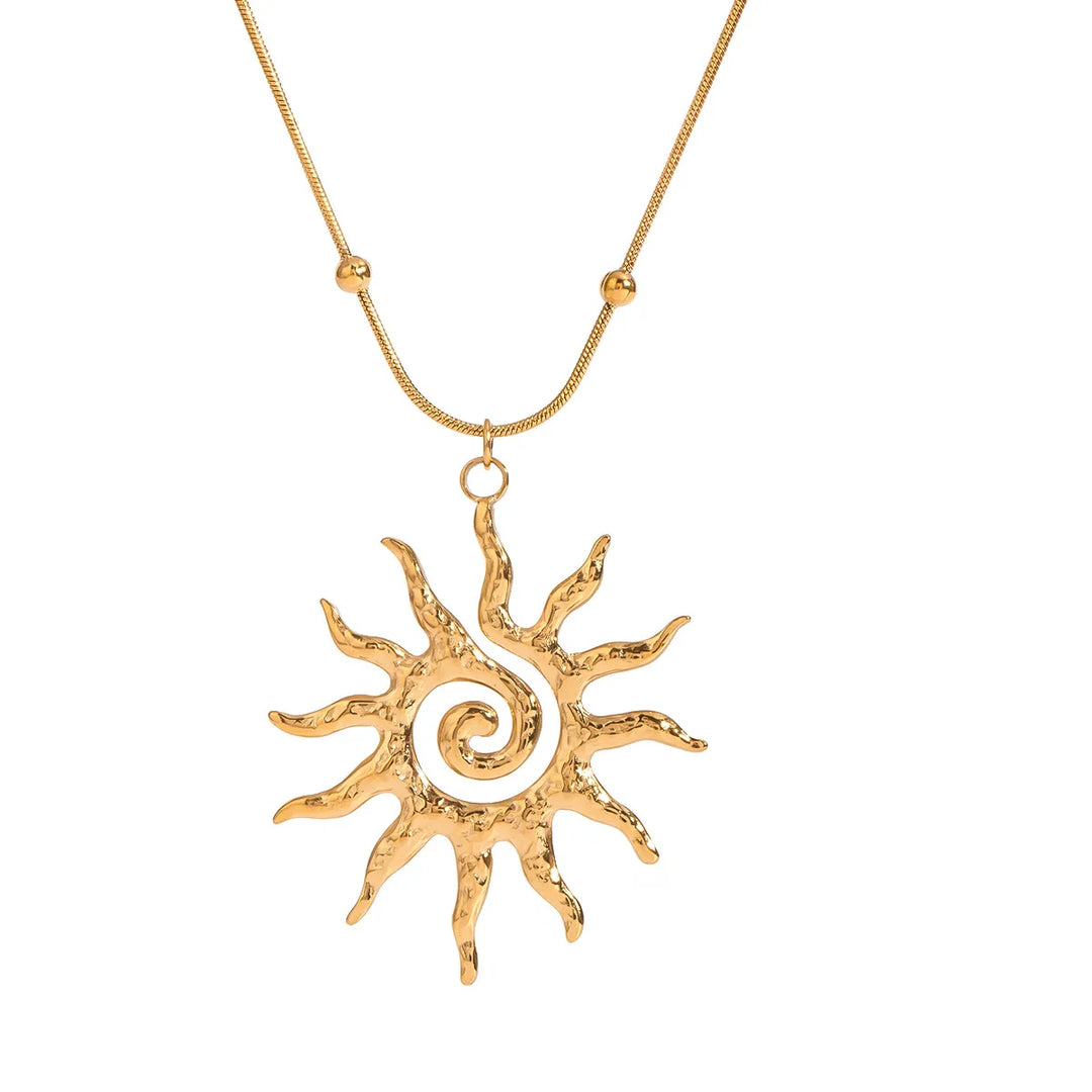Golden Sun Swirl Pendant Necklace