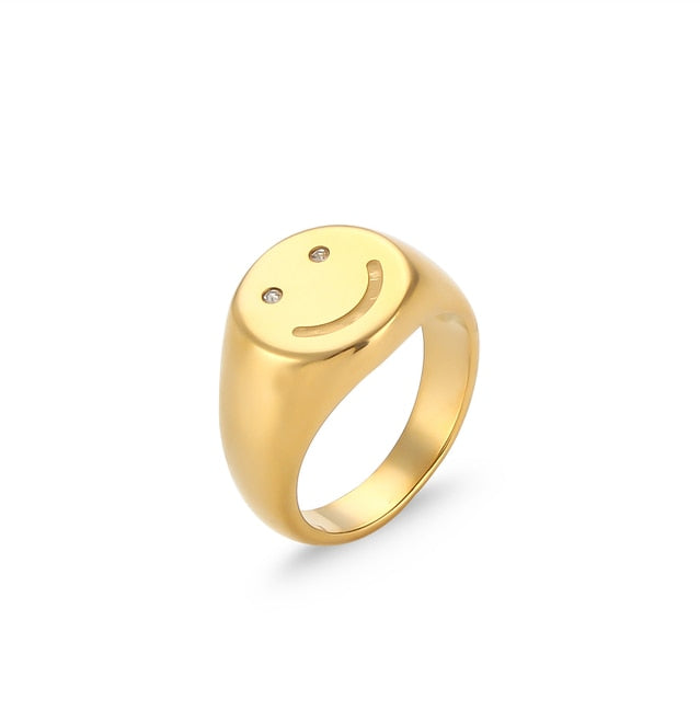 Smiley Sparkle Ring - 18k Gold