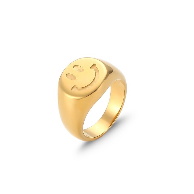 Smiley Sparkle Ring - 18k Gold