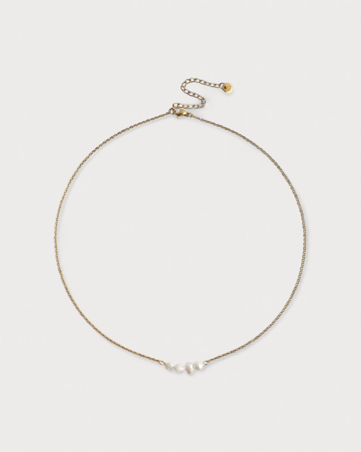 Freshwater Pearl Bar - Necklace - Stainless Steel