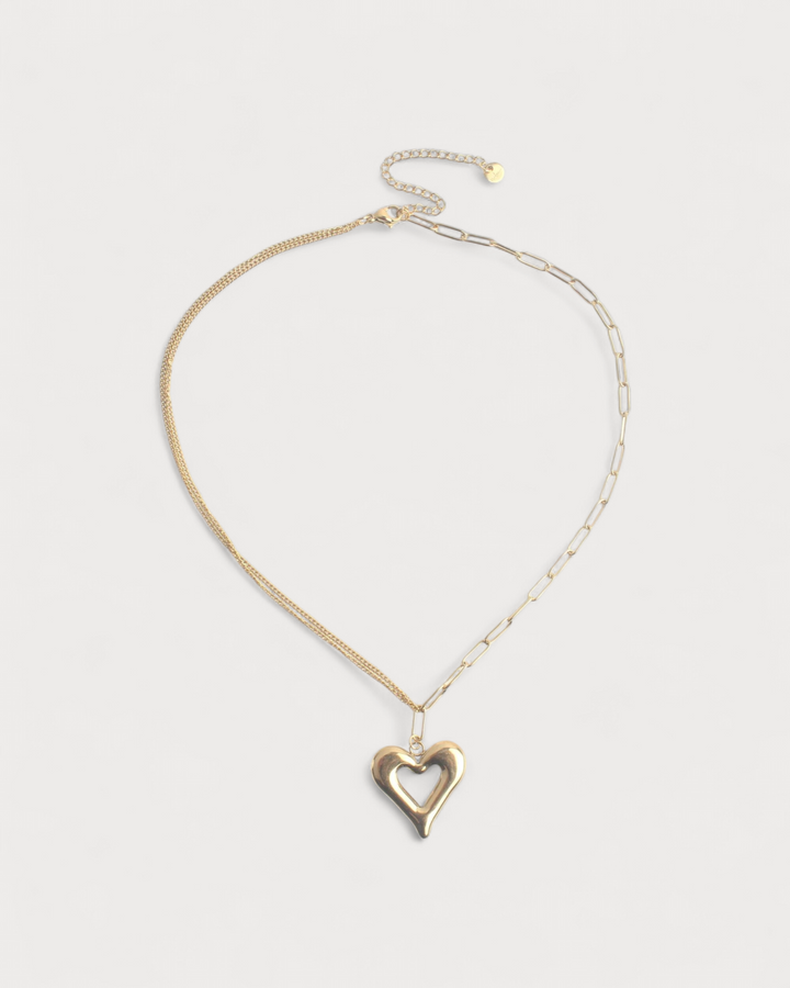 Chained Heart - Necklace - Stainless Steel