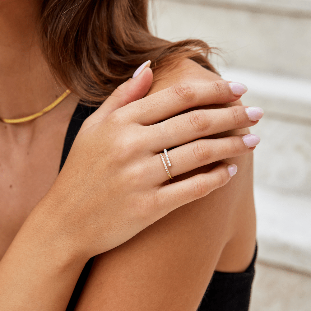 "Wrap Me" Pearl & Crystal Ring